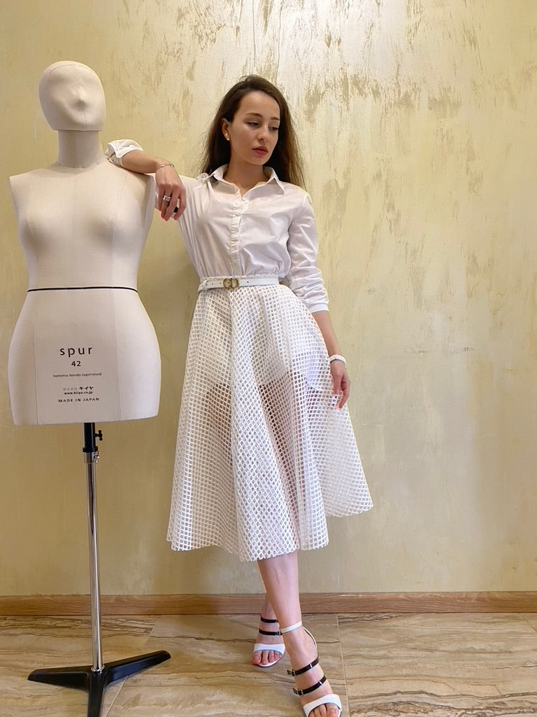 Mesh Sun Skirt & White Shirt Set