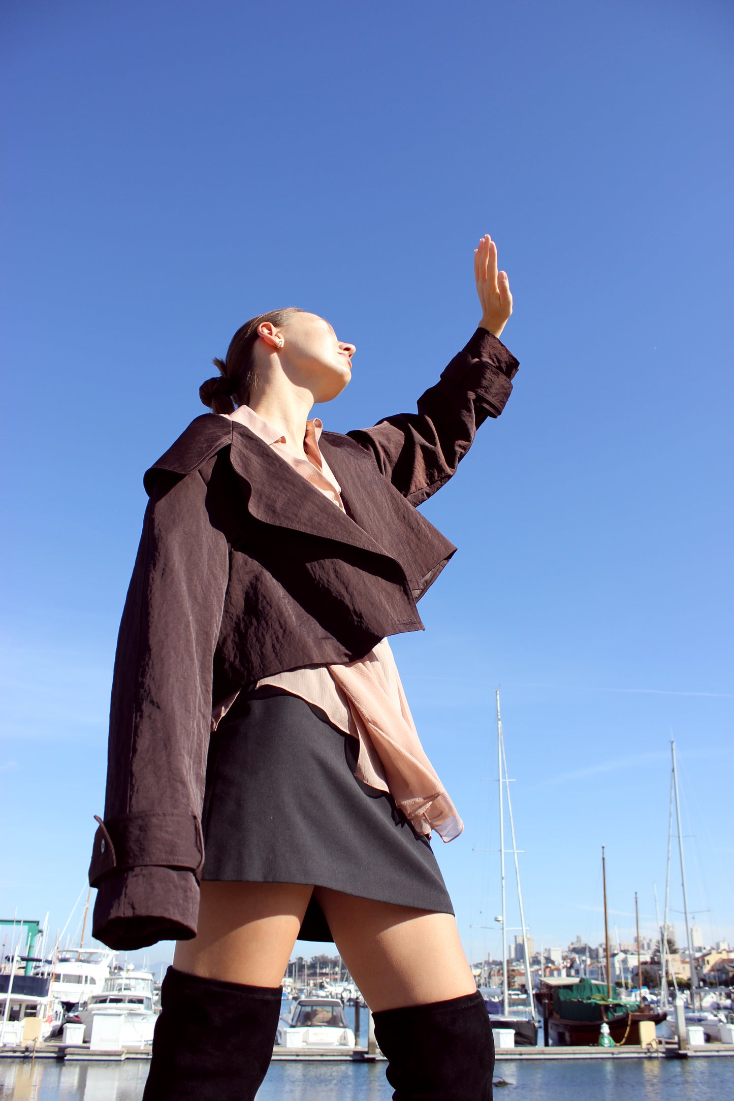Mini Trench Coat in Chocolate Taffeta