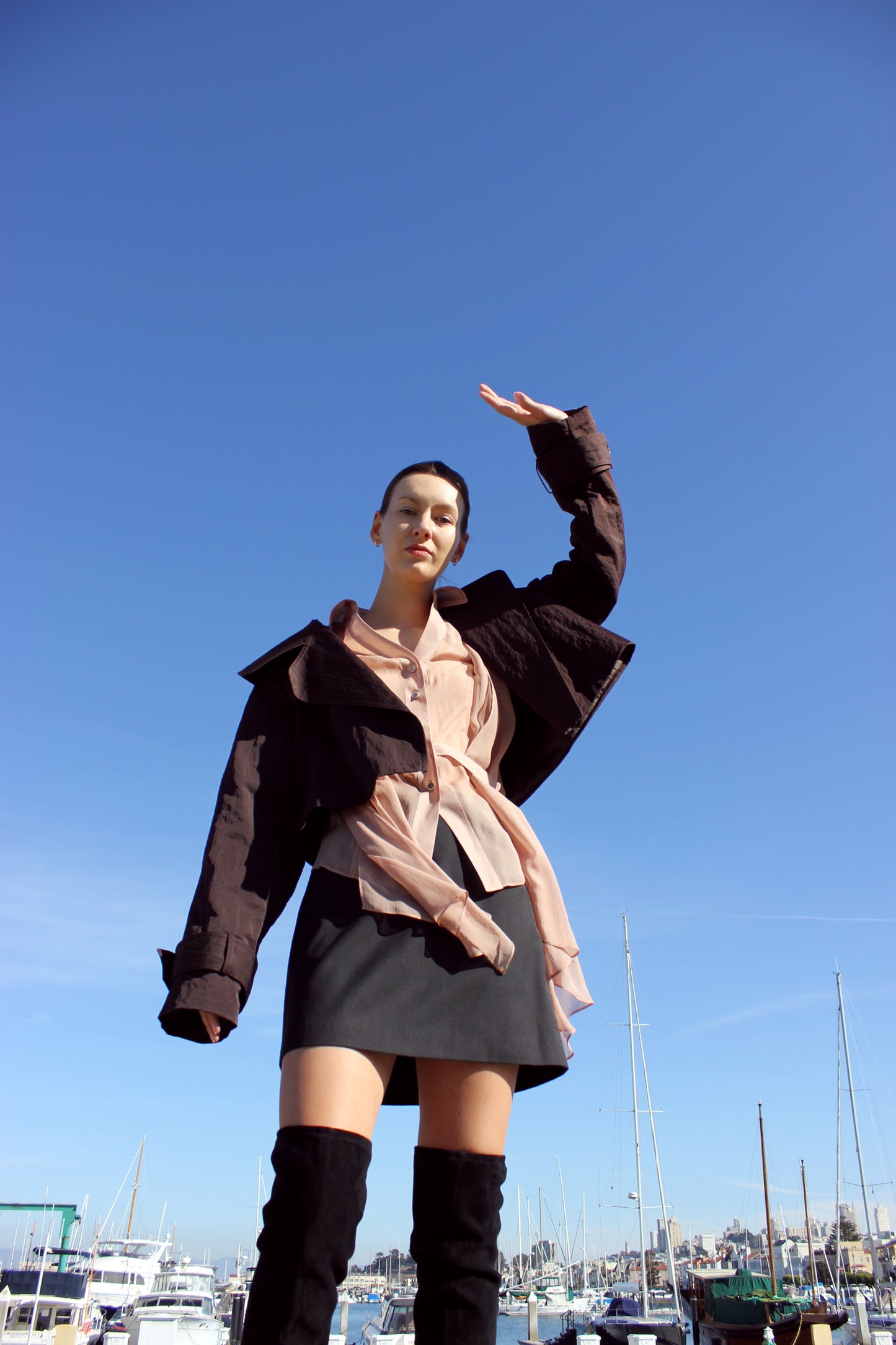 Mini Trench Coat in Chocolate Taffeta