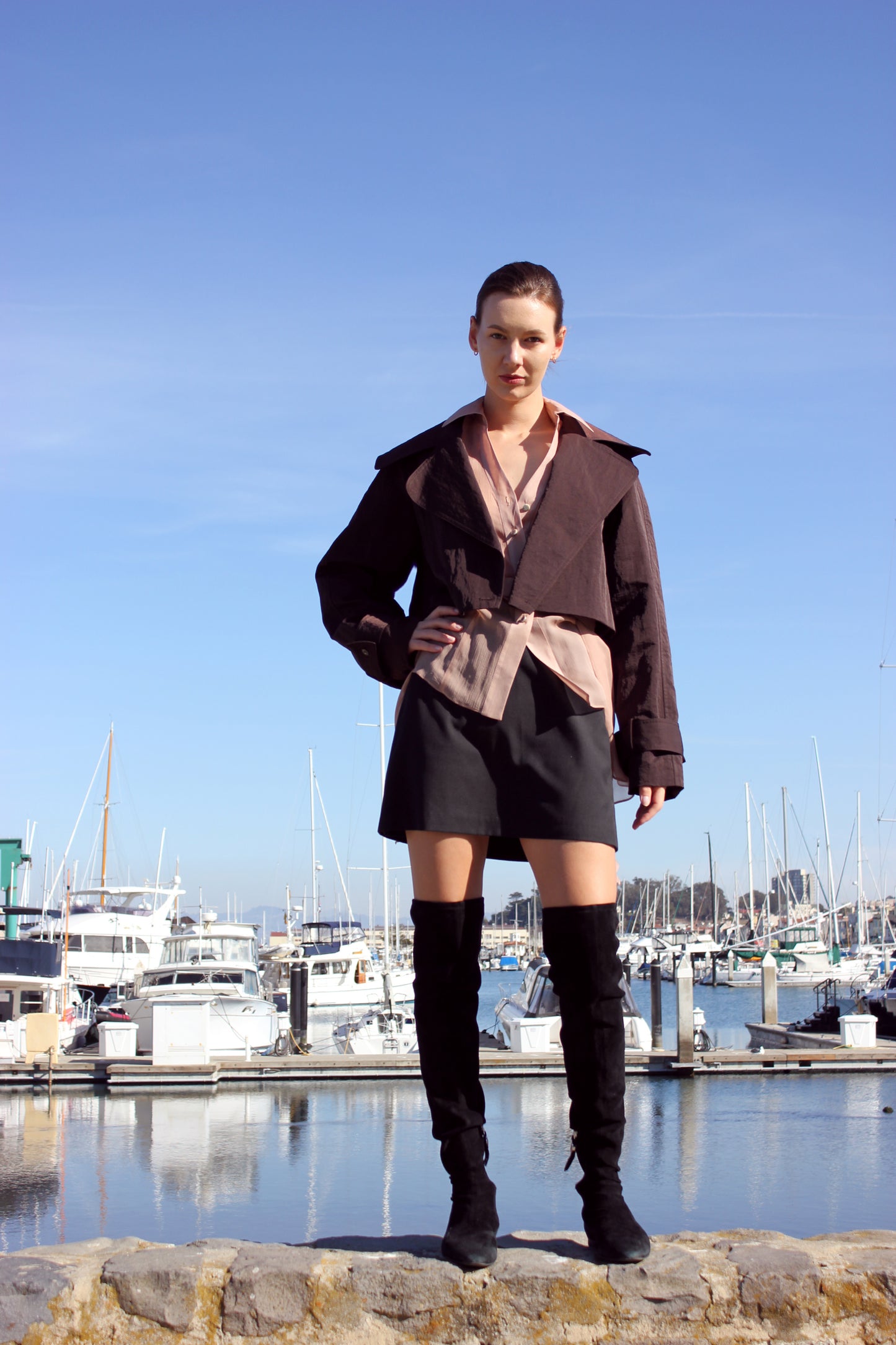Mini Trench Coat in Chocolate Taffeta