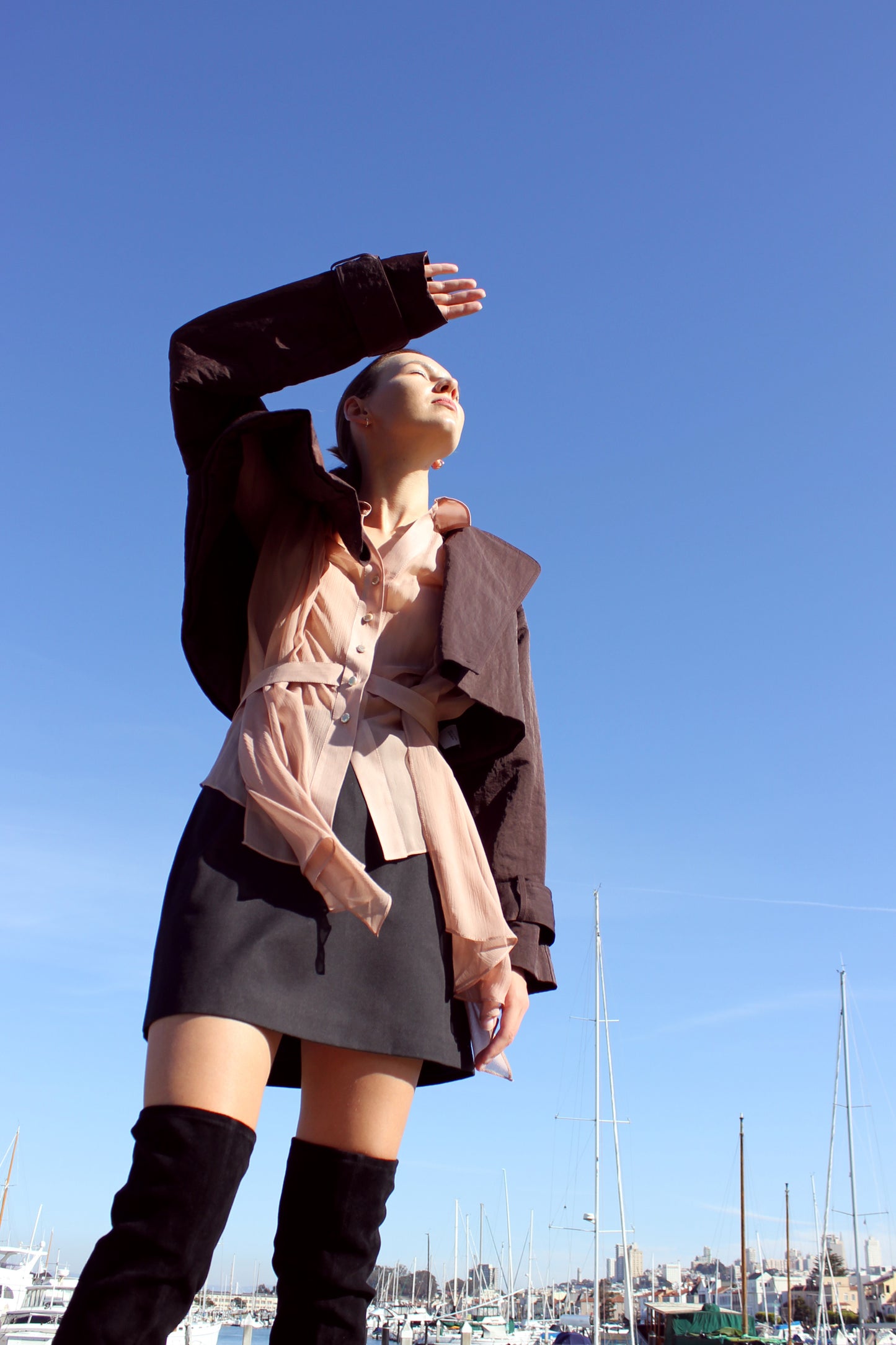 Mini Trench Coat in Chocolate Taffeta