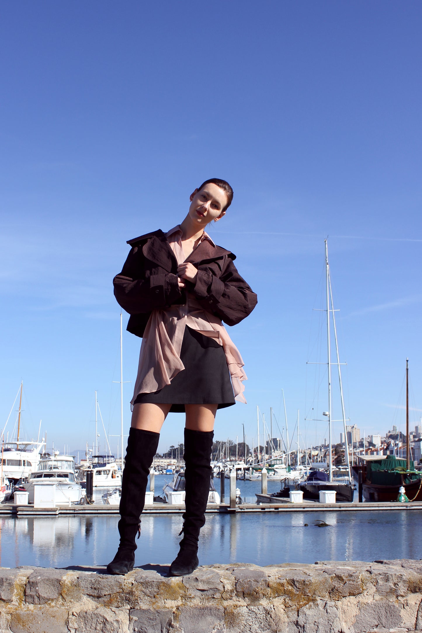 Mini Trench Coat in Chocolate Taffeta