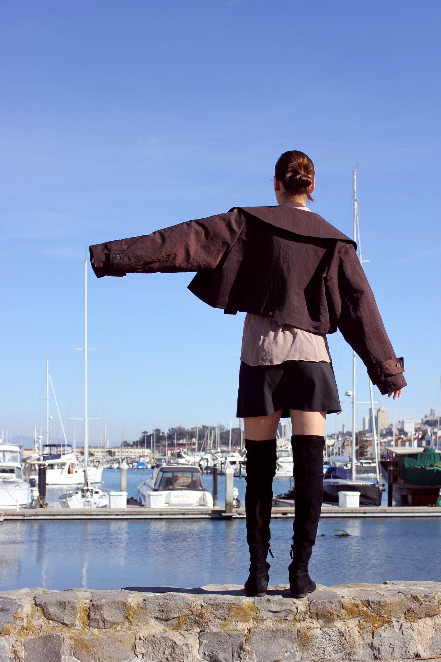 Mini Trench Coat in Chocolate Taffeta