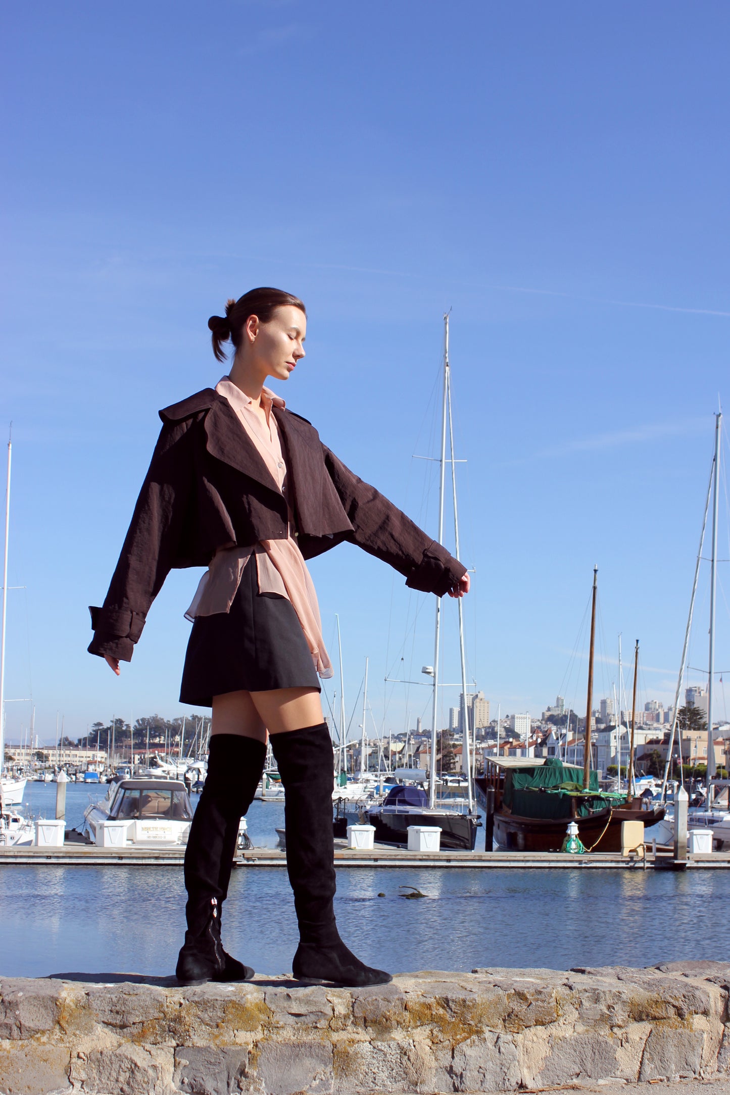 Mini Trench Coat in Chocolate Taffeta