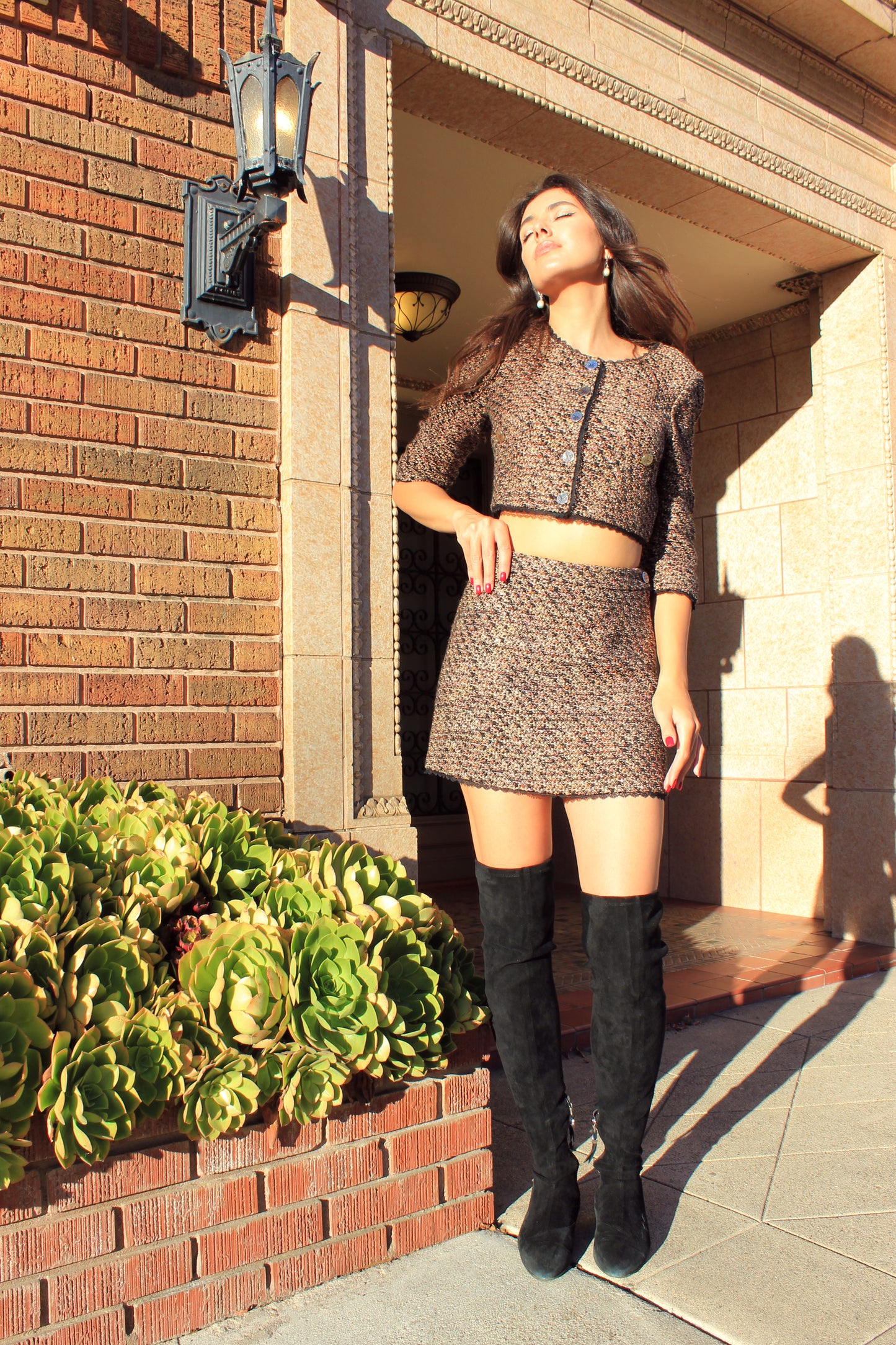 Crop Tweed Jacket & Mini Skirt Set