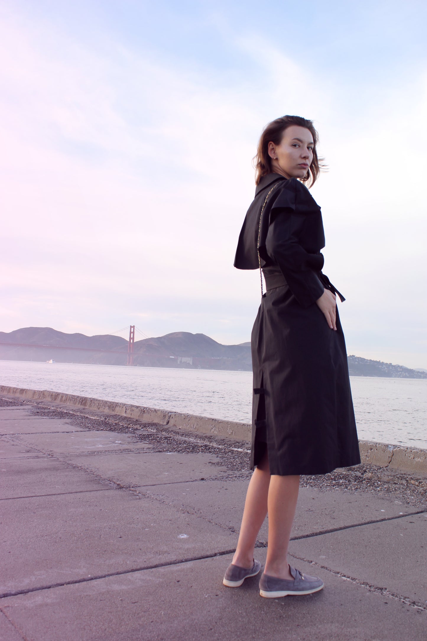 Navy Blue Gabardine Trench Coat