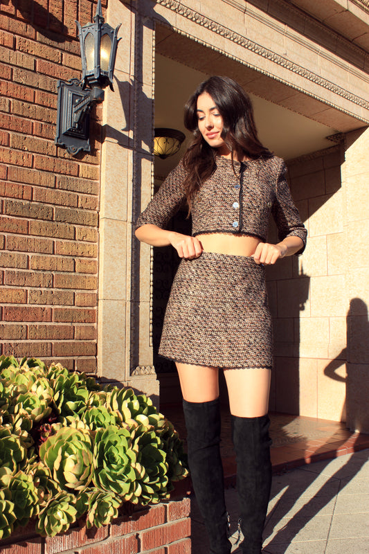 Crop Tweed Jacket & Mini Skirt Set