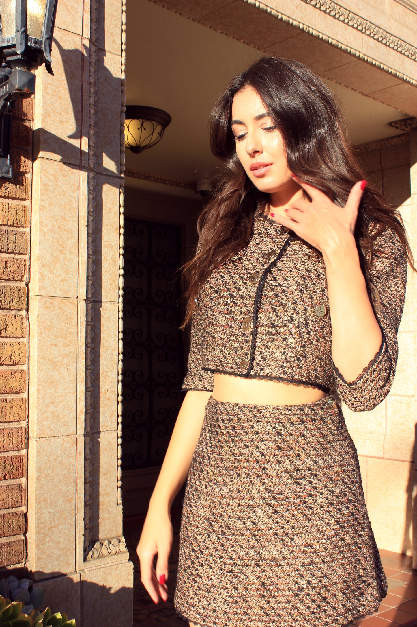 Crop Tweed Jacket & Mini Skirt Set