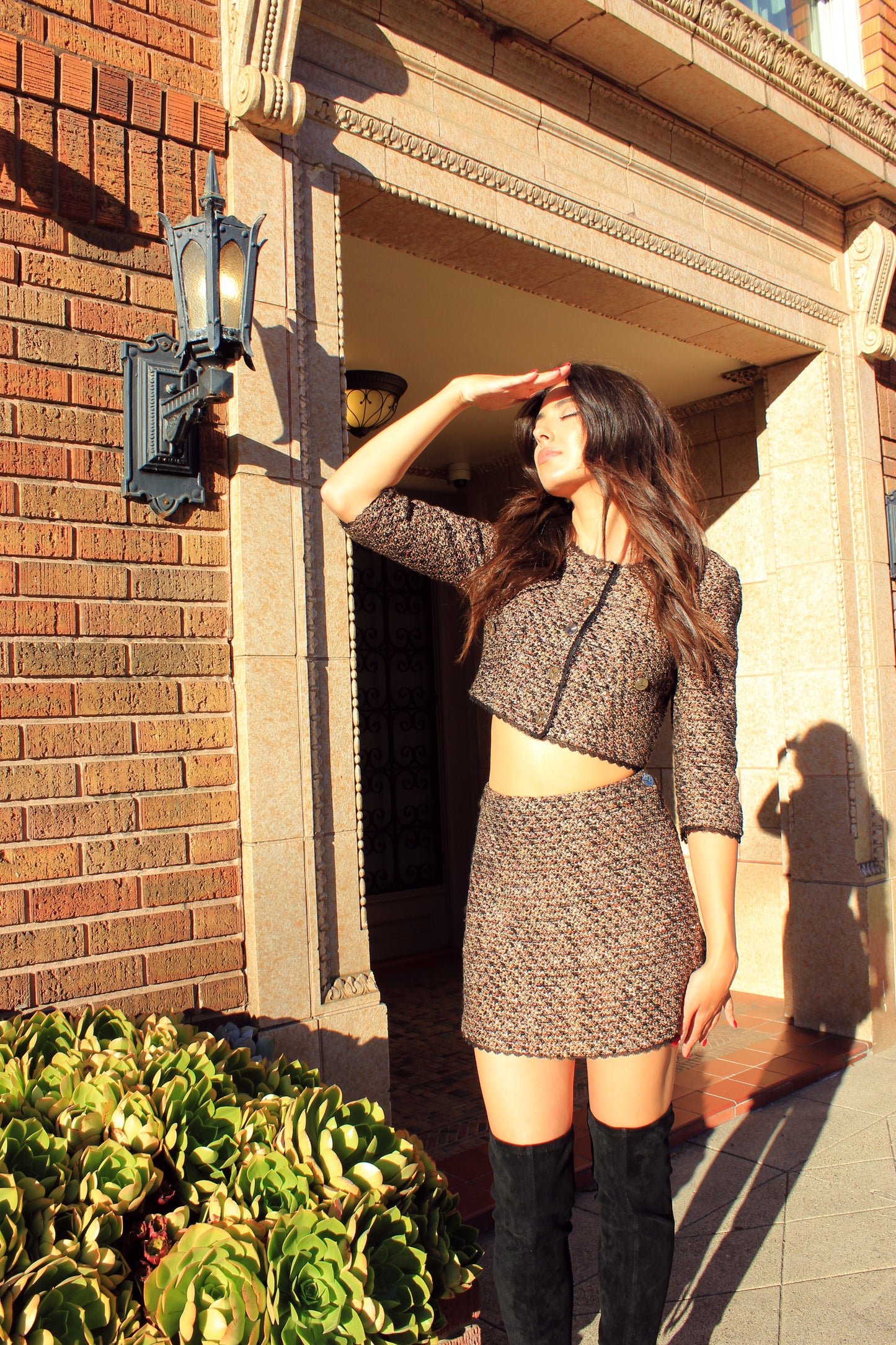 Crop Tweed Jacket & Mini Skirt Set
