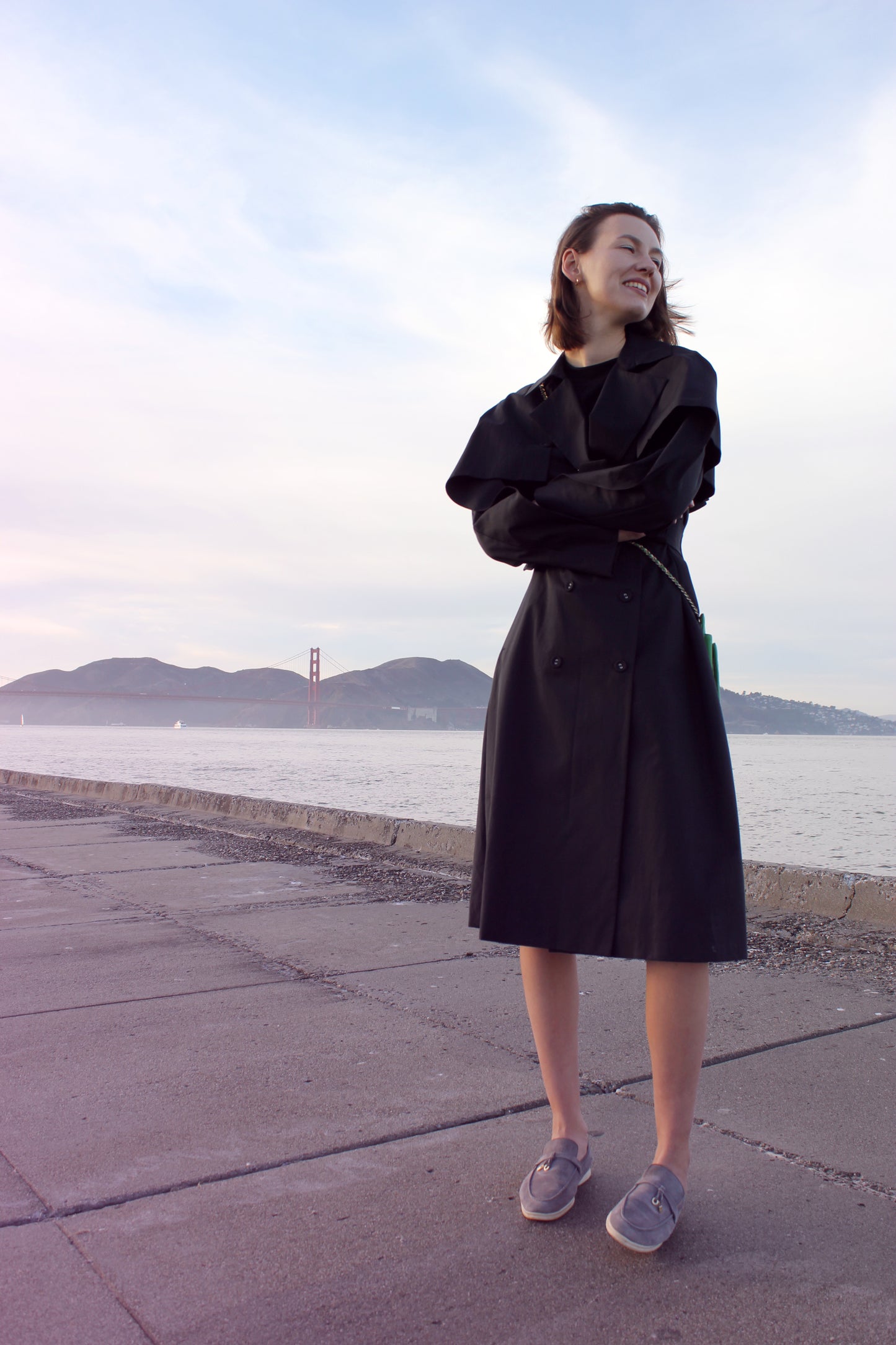 Navy Blue Gabardine Trench Coat