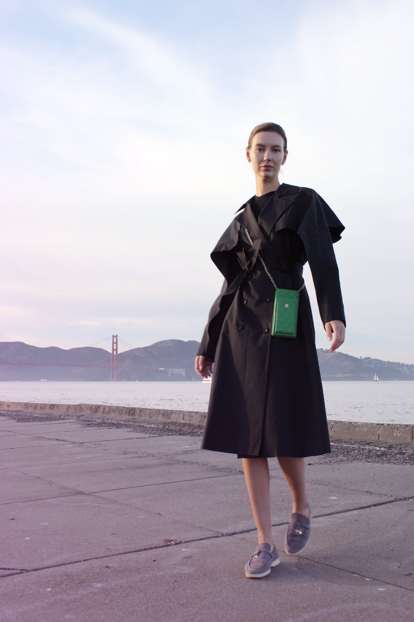 Navy Blue Gabardine Trench Coat