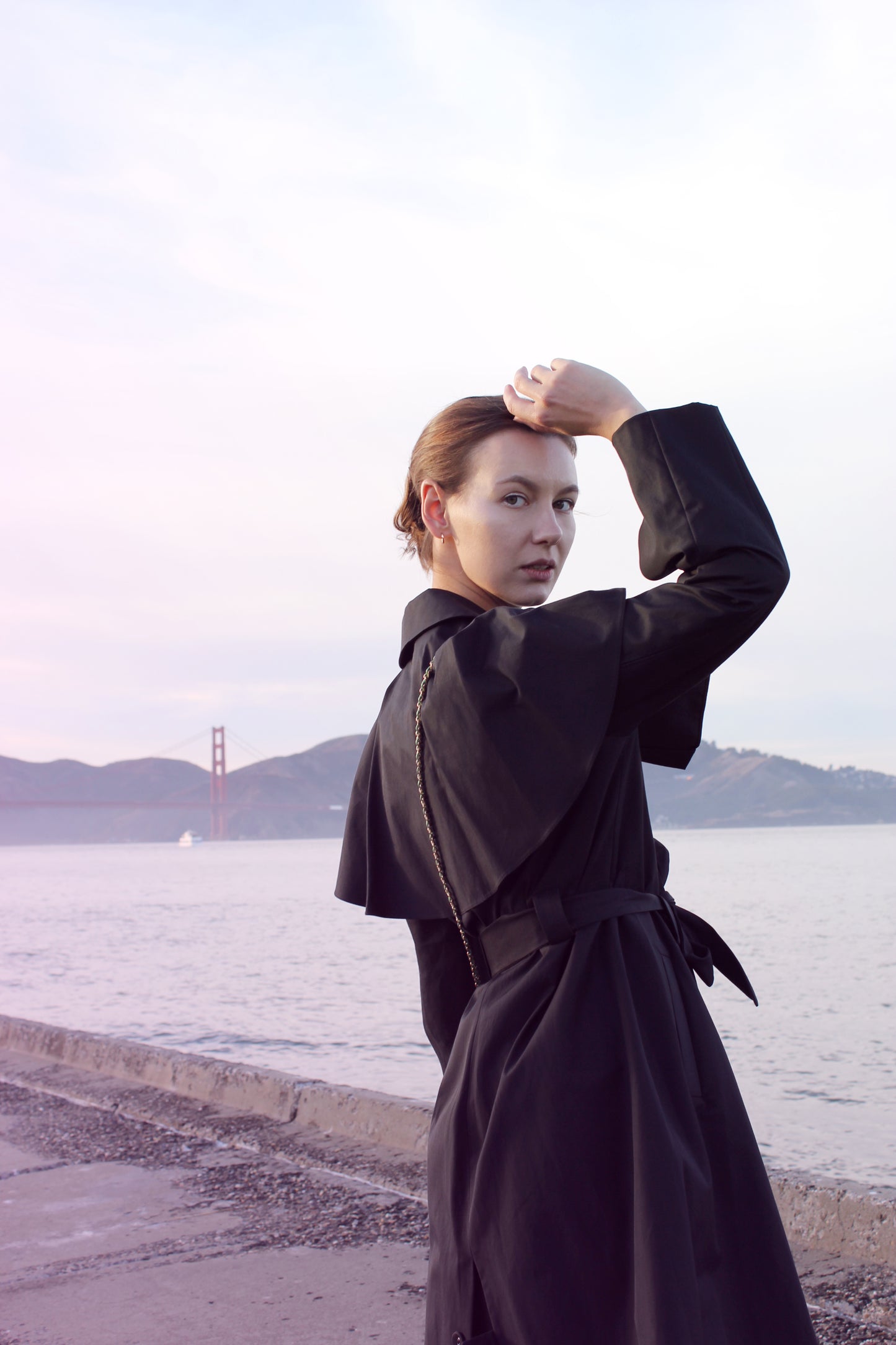 Navy Blue Gabardine Trench Coat