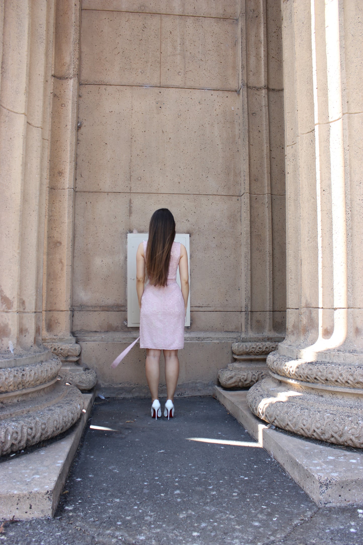 Pearls Piercing Pink Silk Chiffon Dress