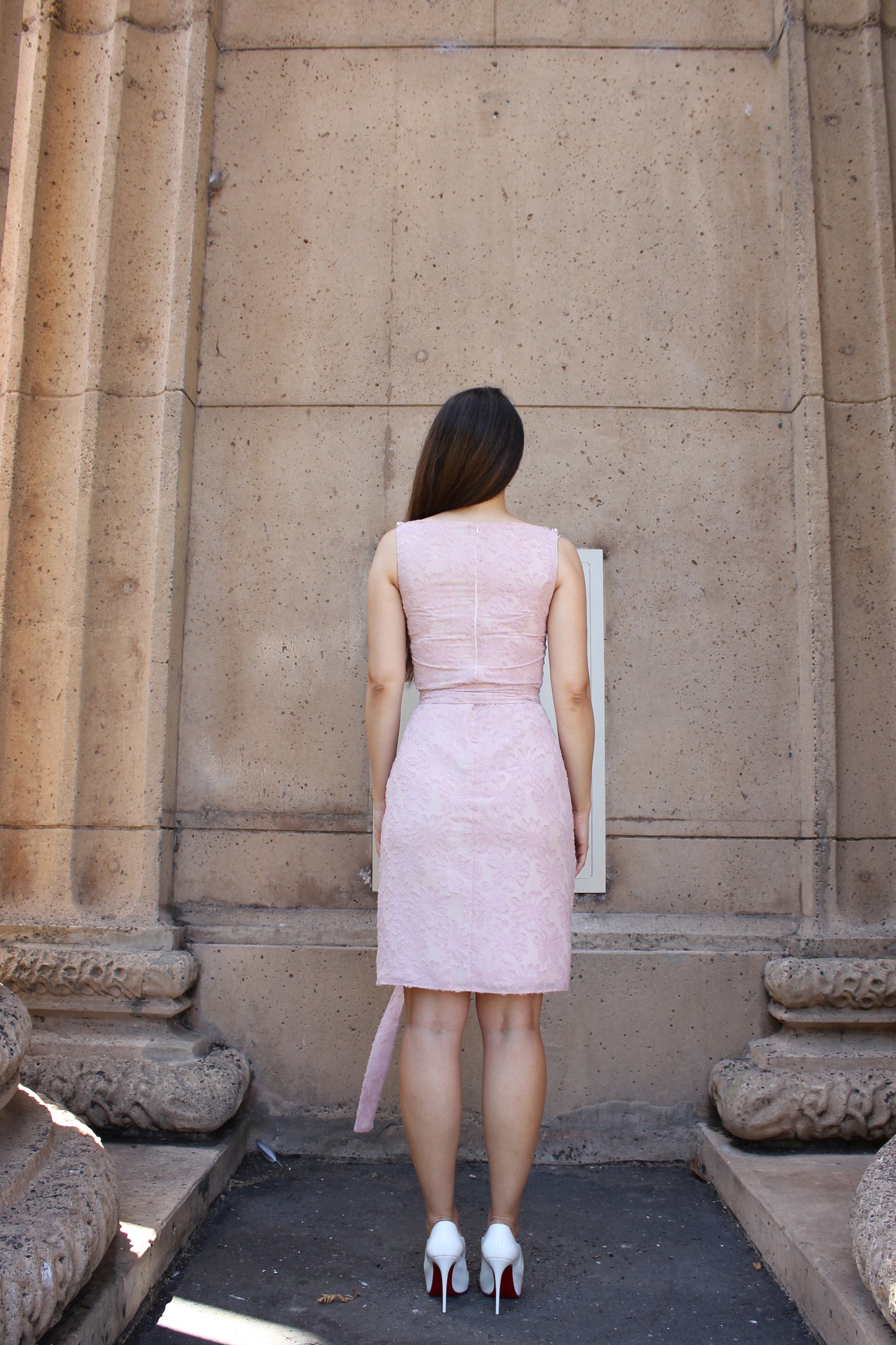 Pearls Piercing Pink Silk Chiffon Dress