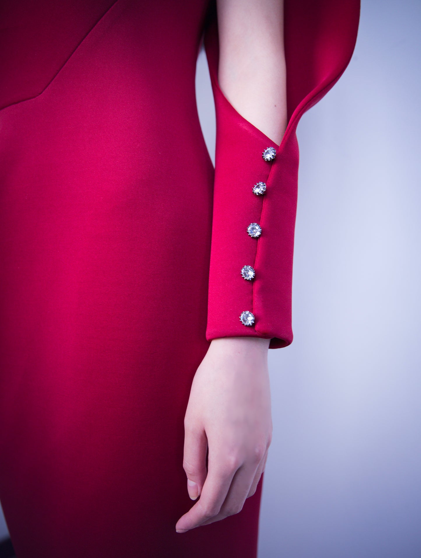 Burgundy Red Asymmetrical Neoprene Dress