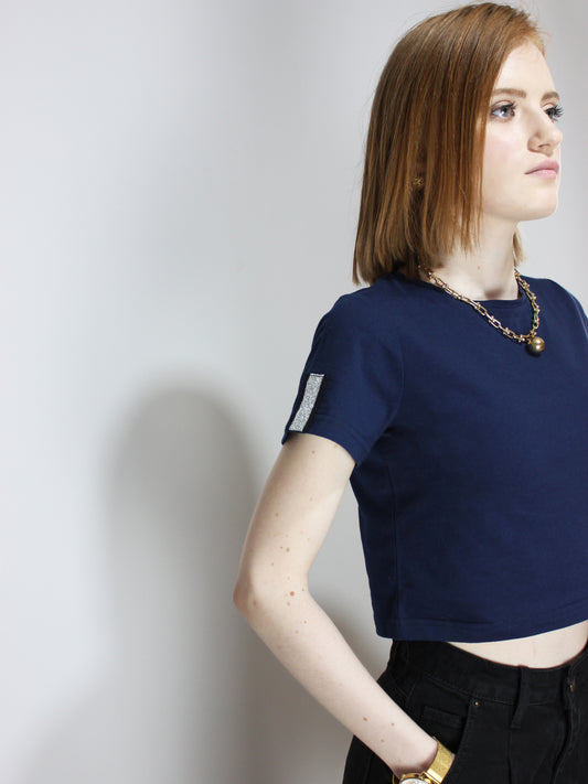 Crop Top Navy Blue T-shirt