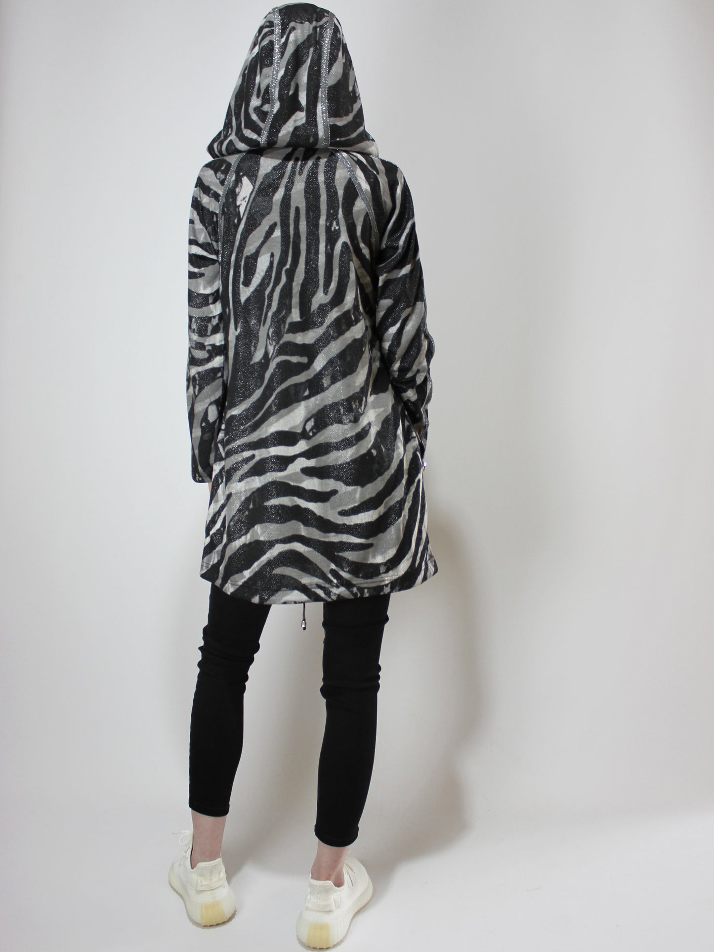 Transformer Grey Zebra Tunic-Dress With Hood