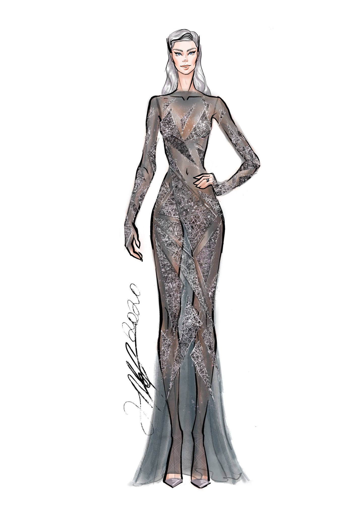 Silver Triangles Evening Gown