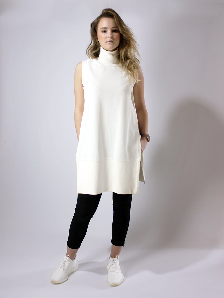 Jersey Ivory Turtleneck Tunic