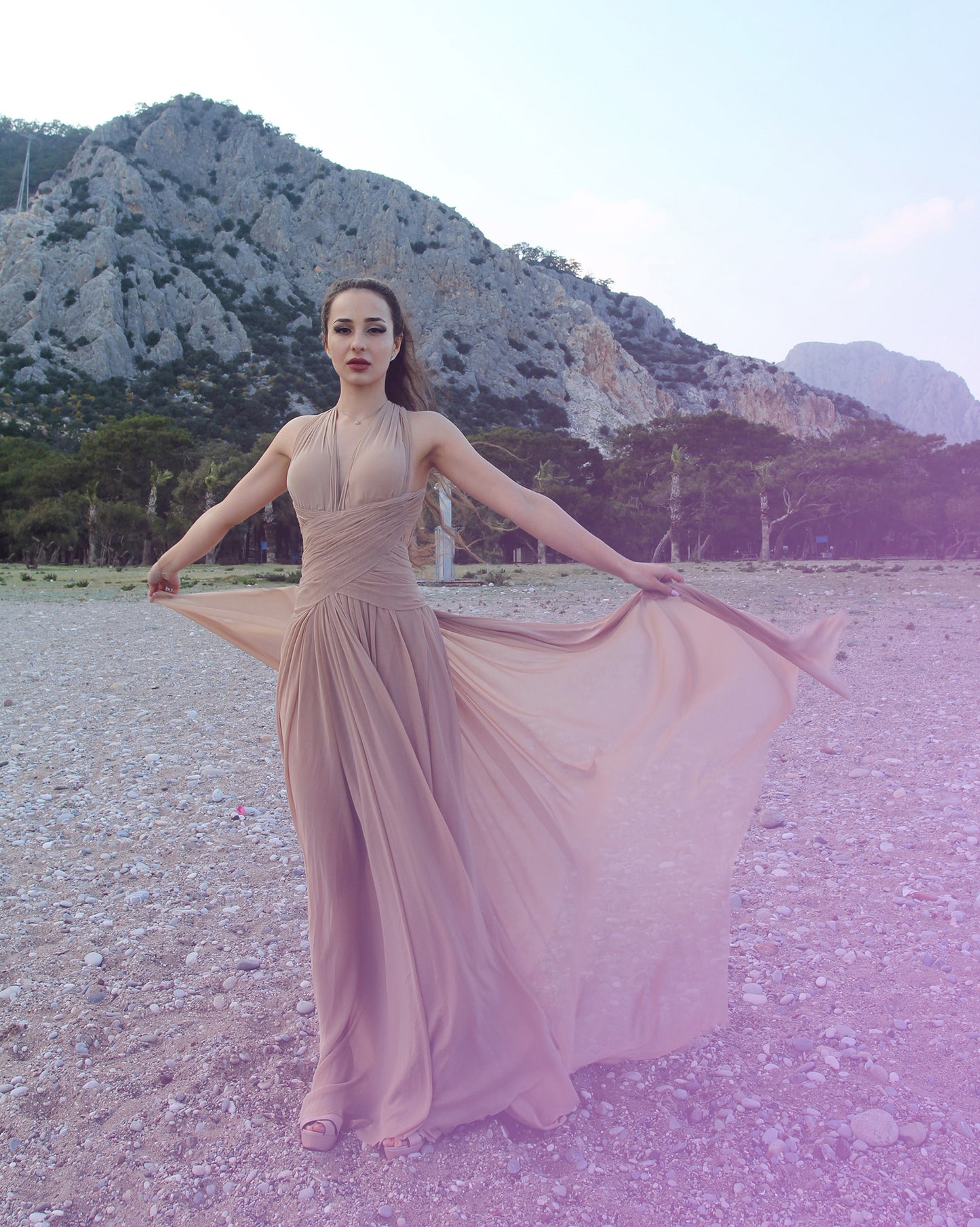 Desert Beige Evening Gown