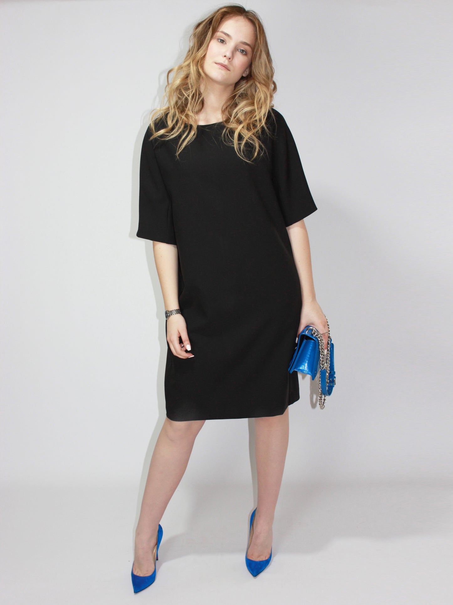 Oversized Black Satin Dress