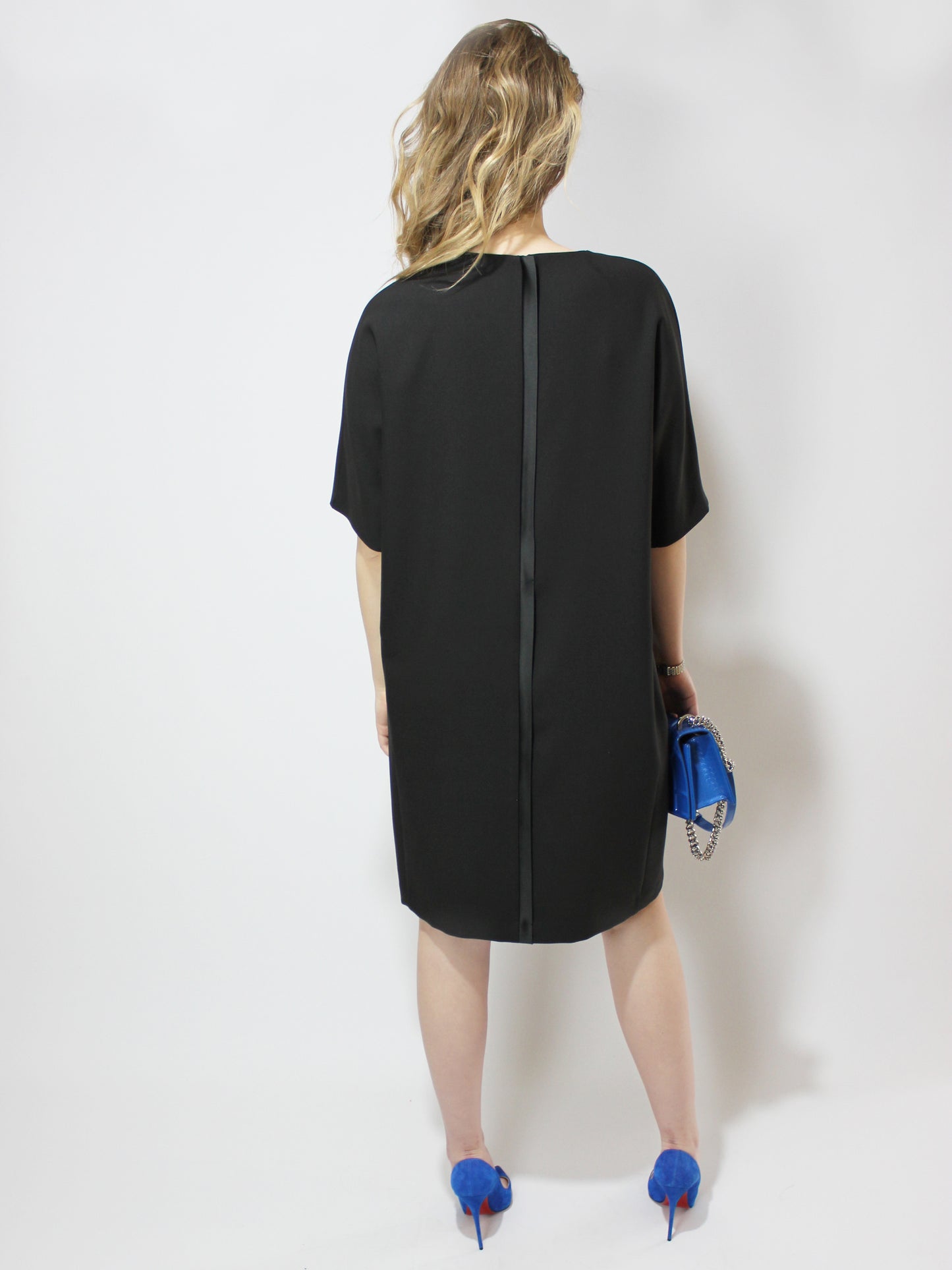 Oversized Black Satin Dress