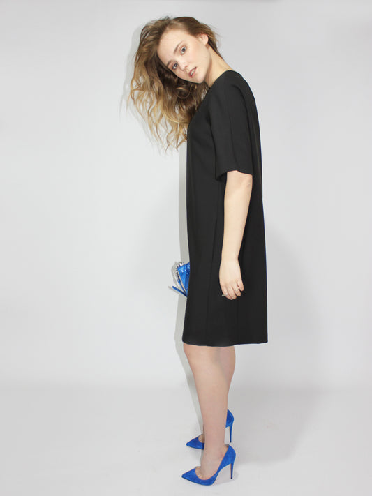 Oversized Black Satin Dress