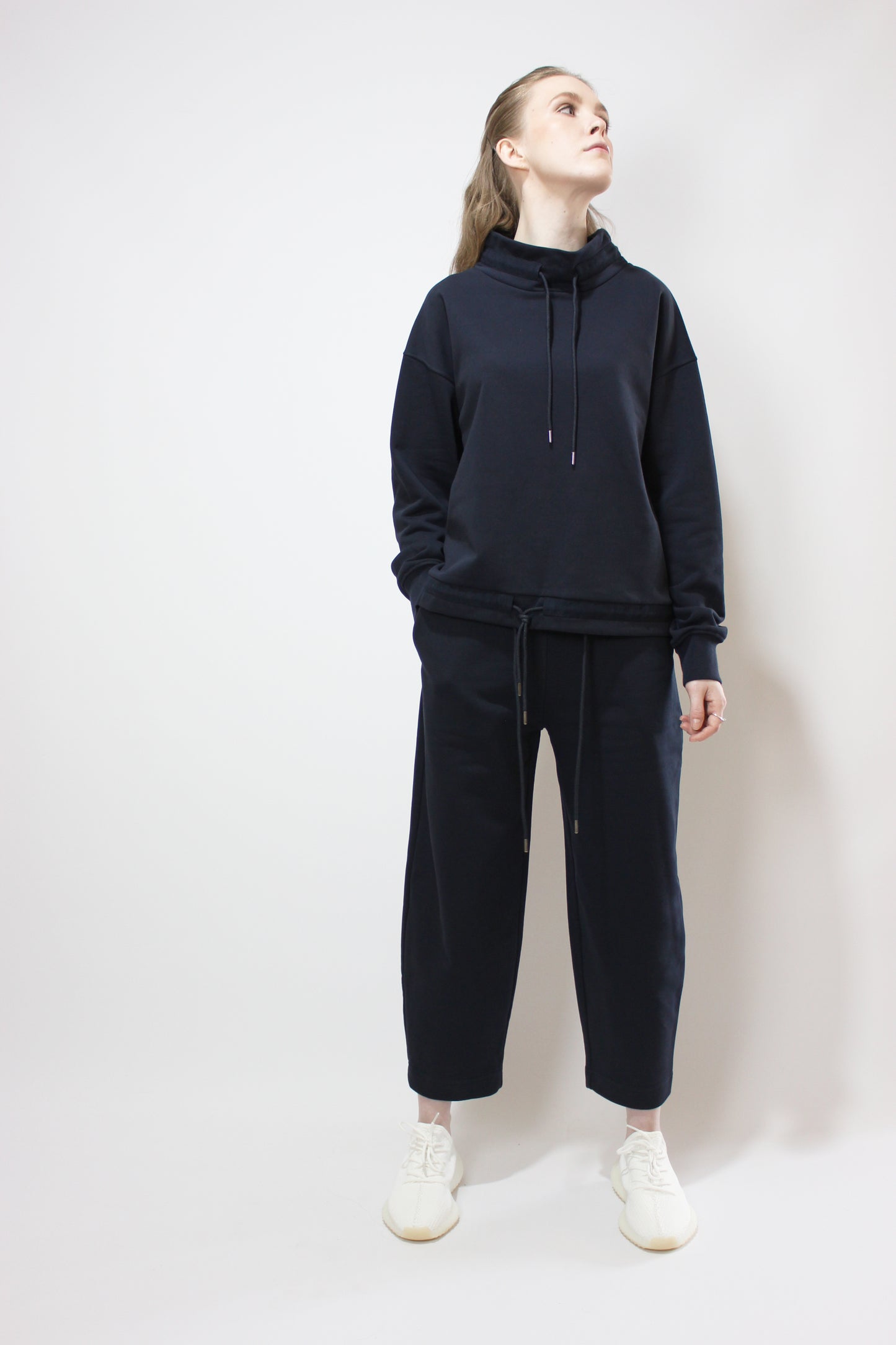 Ensemble tunique + pantalon bleu marine décontracté et élégant