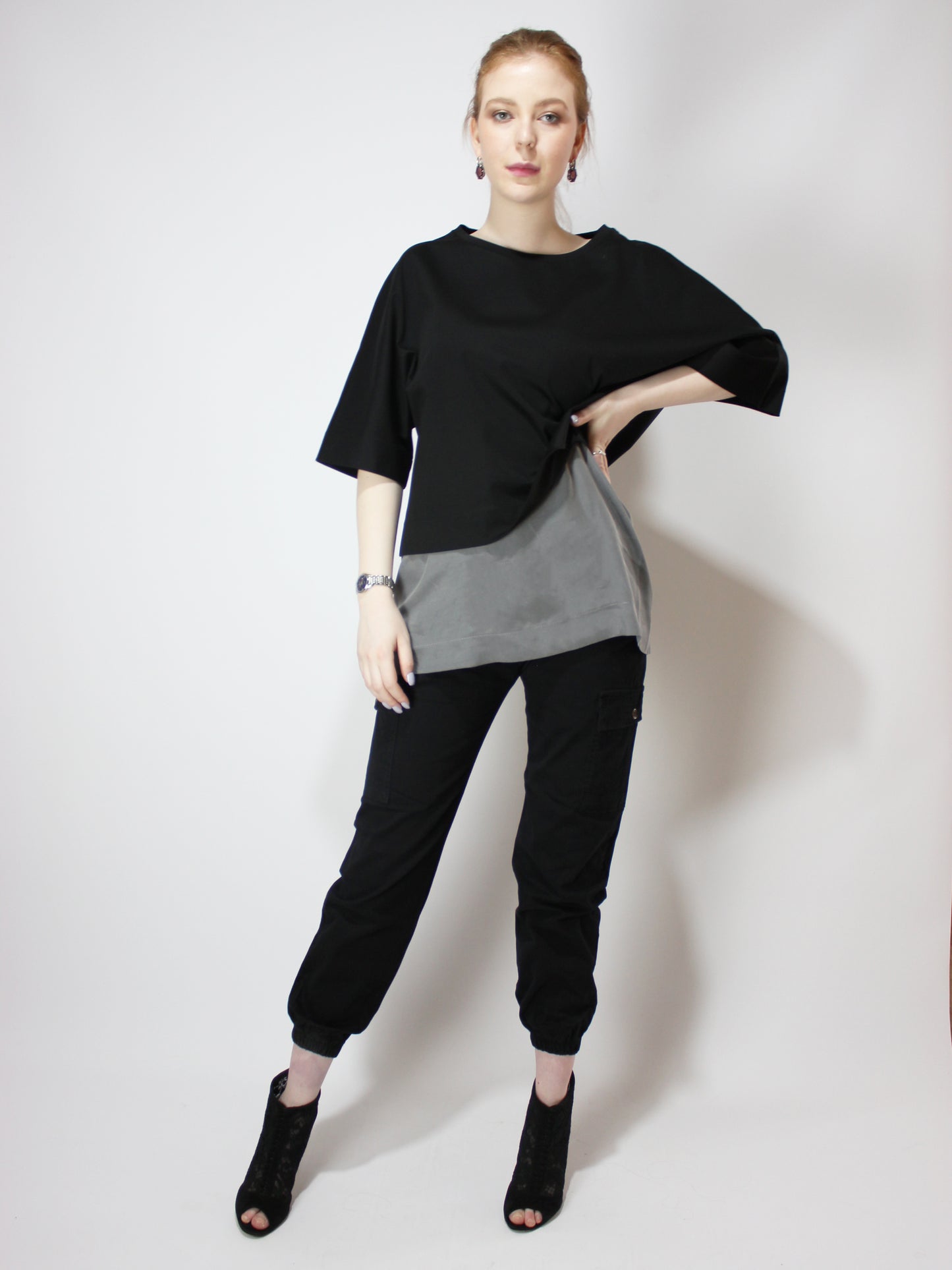 Ensemble T-shirt noir + débardeur gris