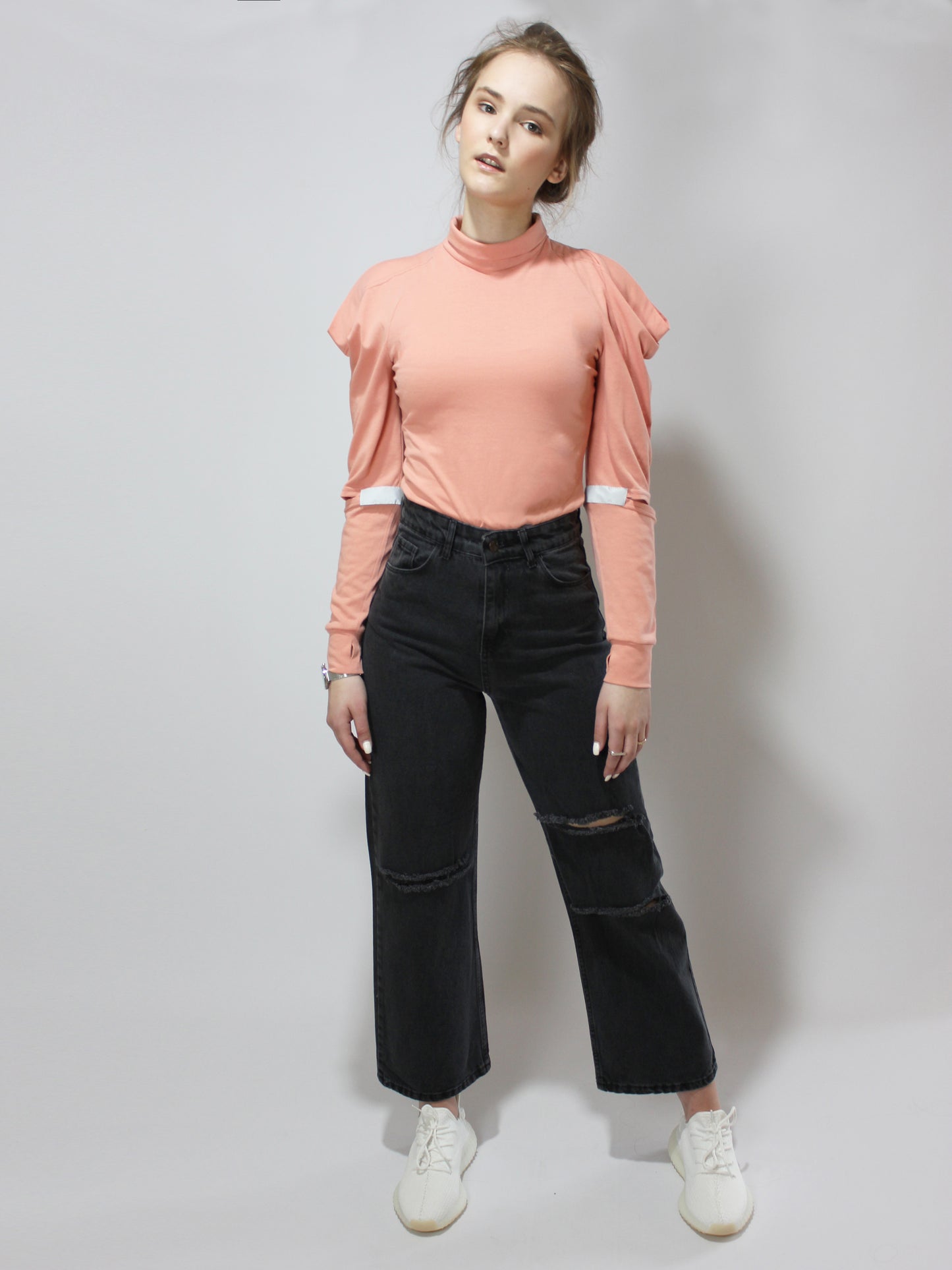 Salmon Pink Transformable Turtleneck 6 in 1