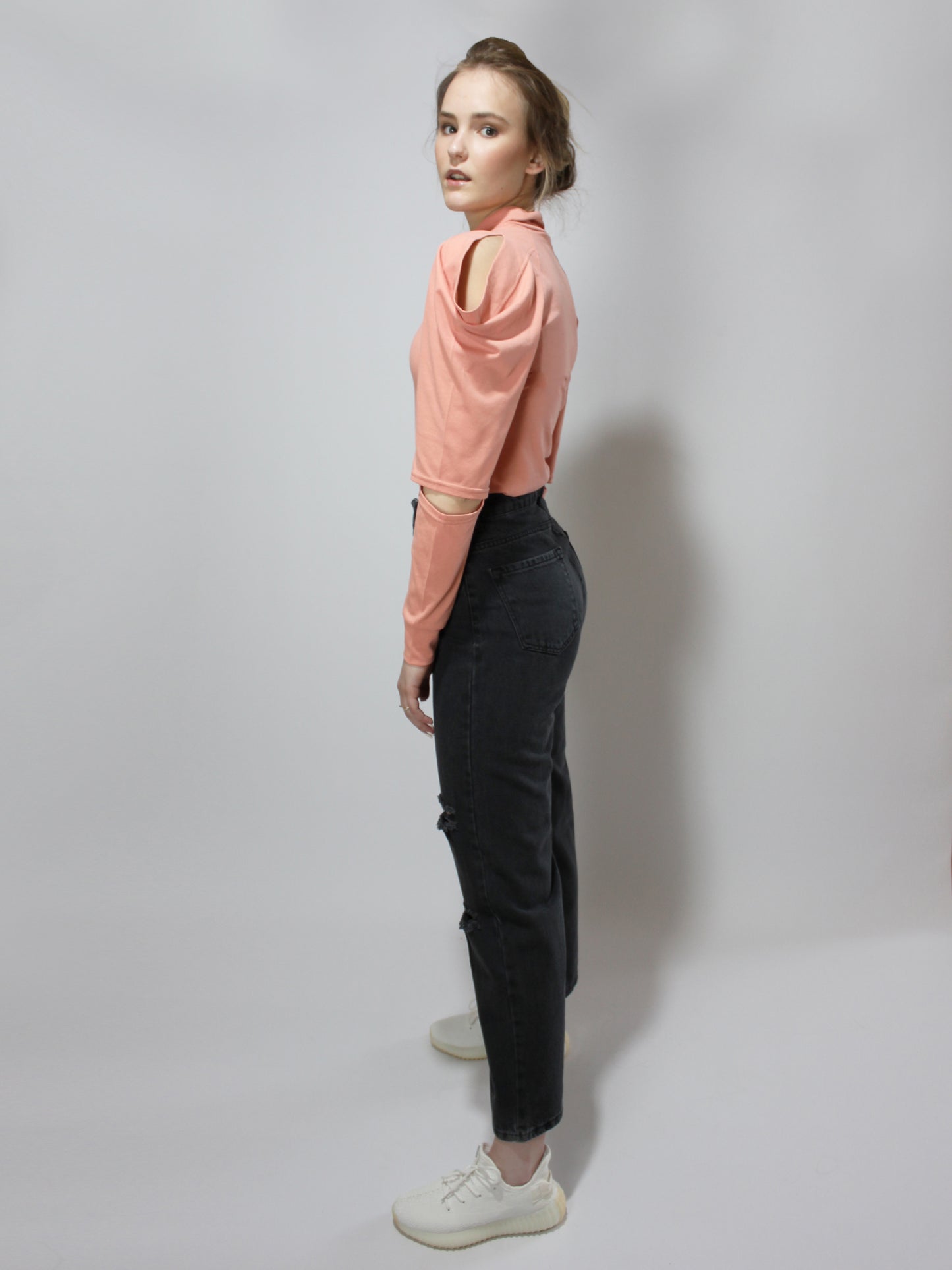 Salmon Pink Transformable Turtleneck 6 in 1