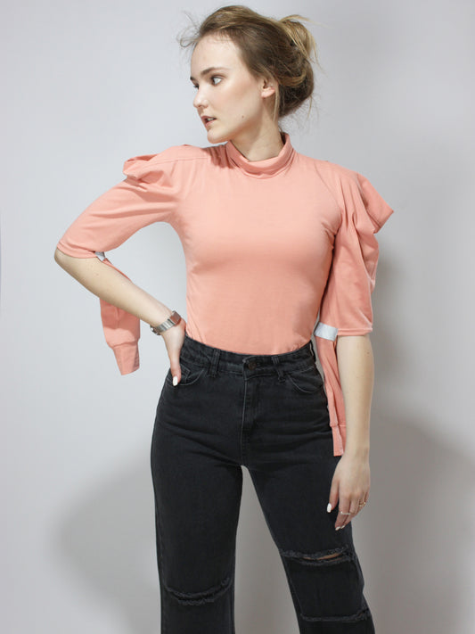 Salmon Pink Transformable Turtleneck 6 in 1