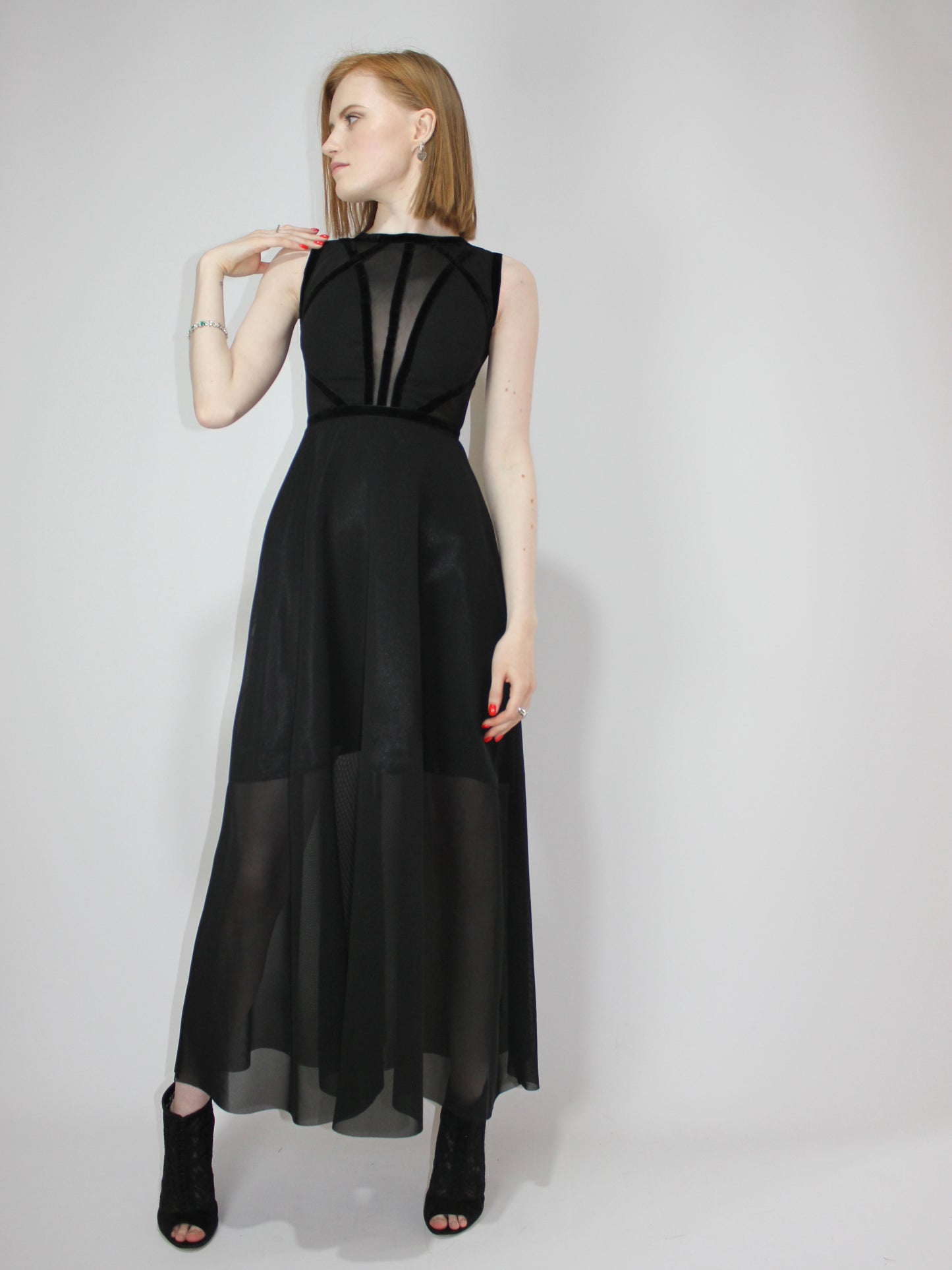 Mesh Evening Dress "Velvet Lines"