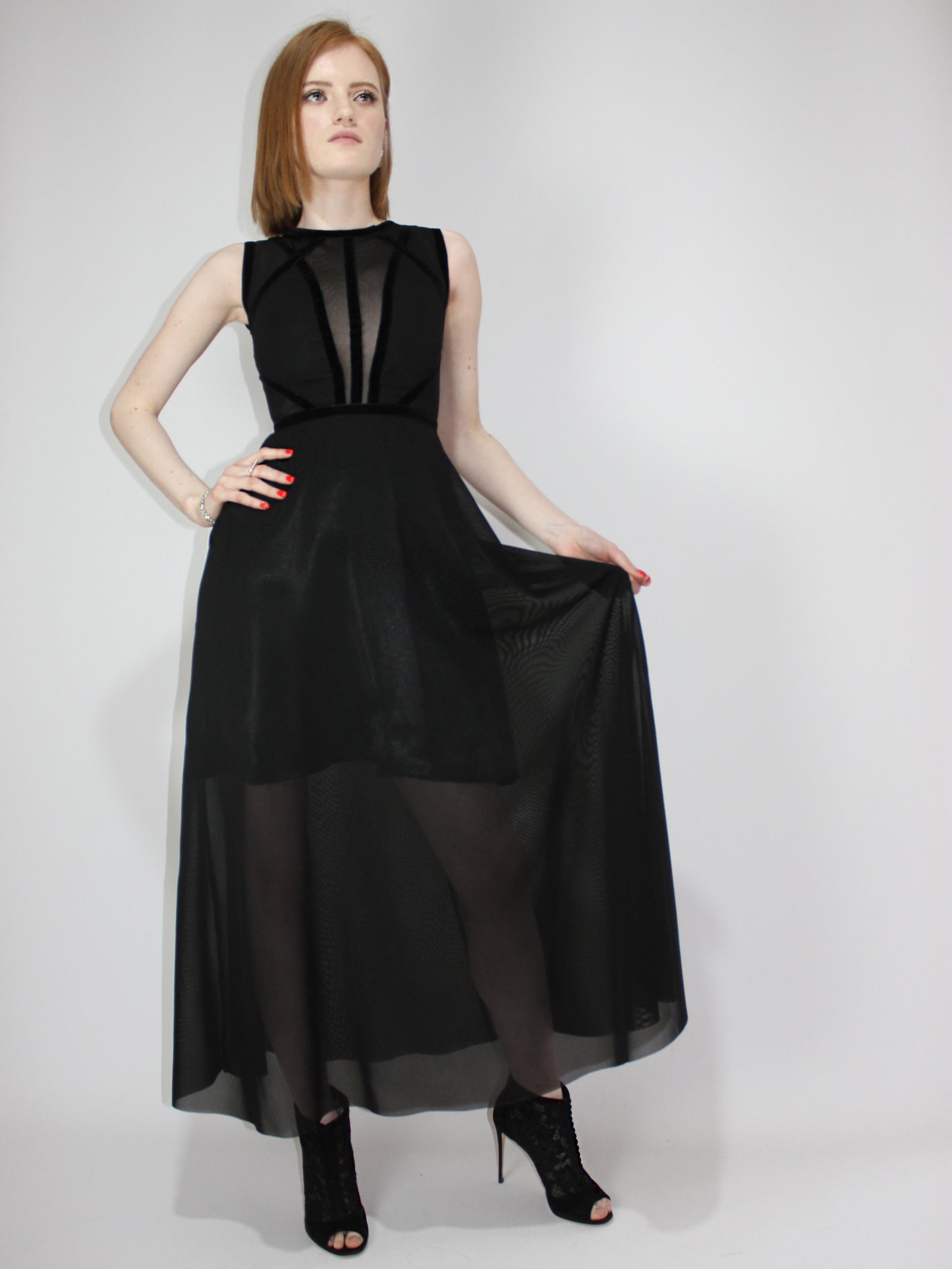 Mesh Evening Dress "Velvet Lines"